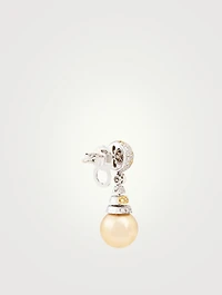 18K White And Yellow Gold Drop Earrings With Pearls And Diamonds