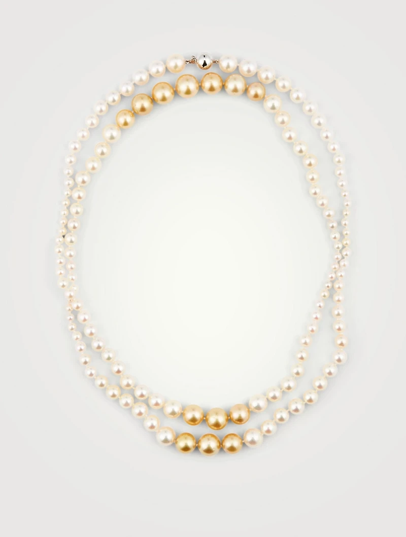 18K White Gold Multi-Strand Pearl Necklace