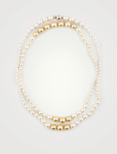 18K White Gold Multi-Strand Pearl Necklace