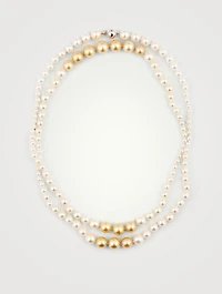 18K White Gold Multi-Strand Pearl Necklace