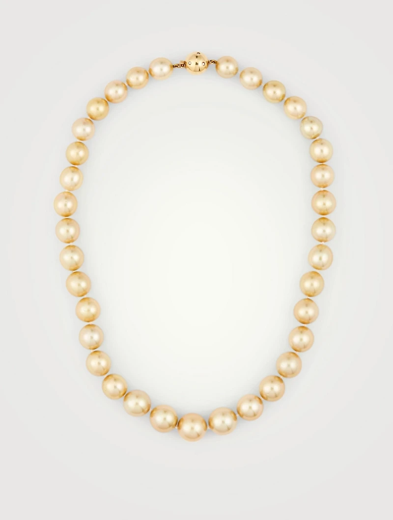 18K Gold Pearl Necklace With Diamonds