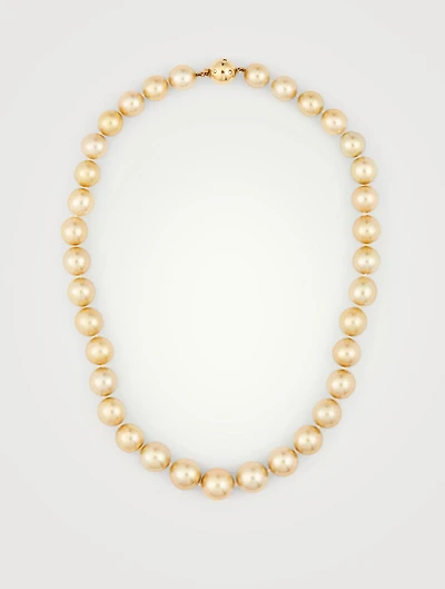 18K Gold Pearl Necklace With Diamonds