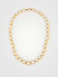 18K Gold Pearl Necklace With Diamonds