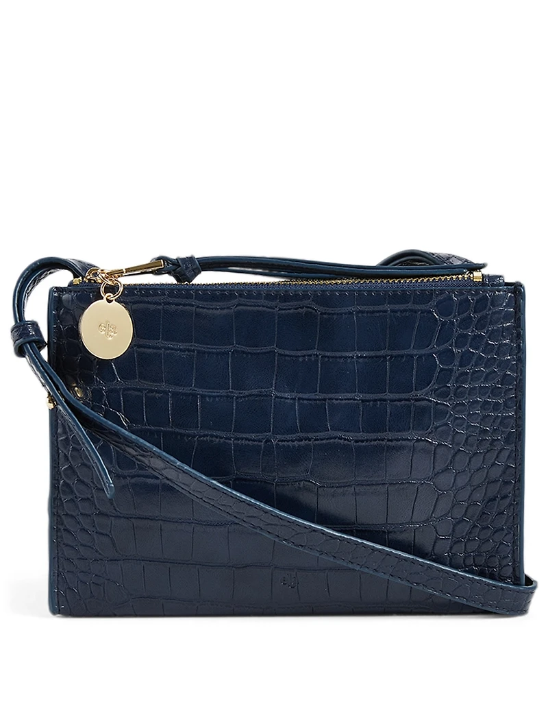Croc-Embossed Vegan Leather Wallet Crossbody Bag