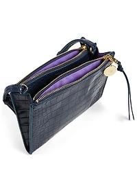 Croc-Embossed Vegan Leather Wallet Crossbody Bag