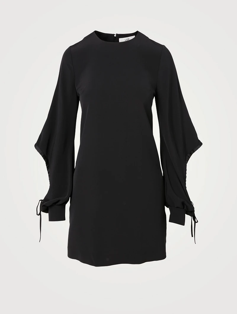 Drawstring-Sleeve Mini Dress