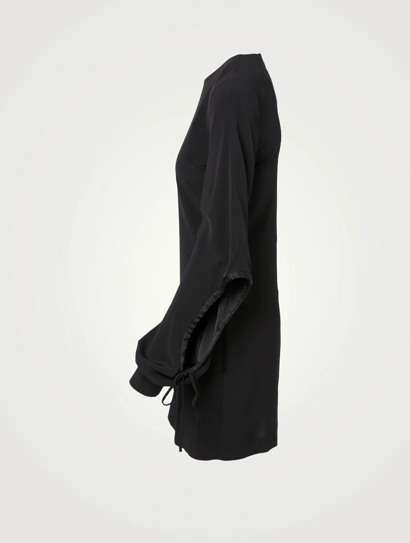 Drawstring-Sleeve Mini Dress
