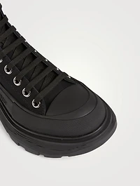 Tread Slick Canvas Platform High-Top Sneakers With Pearl Embroidery