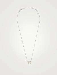 14K White Gold Butterfly Necklace With Diamonds