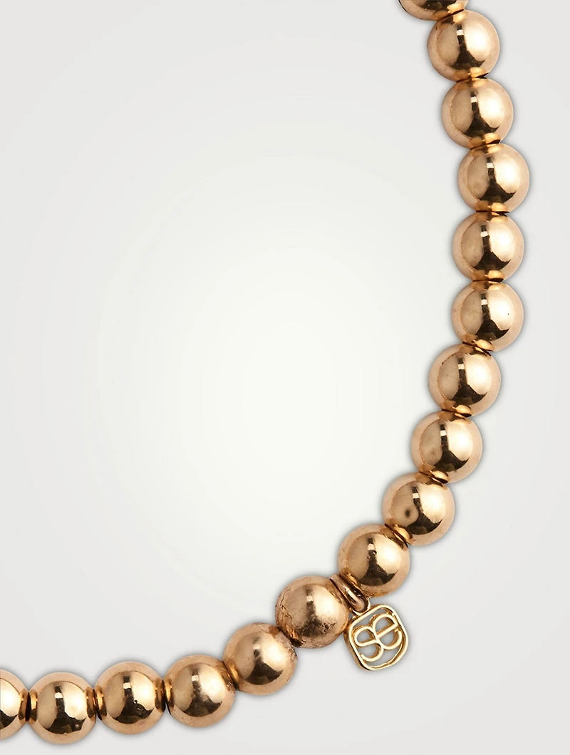 14K Gold Beaded Bracelet With Butterfly Charm