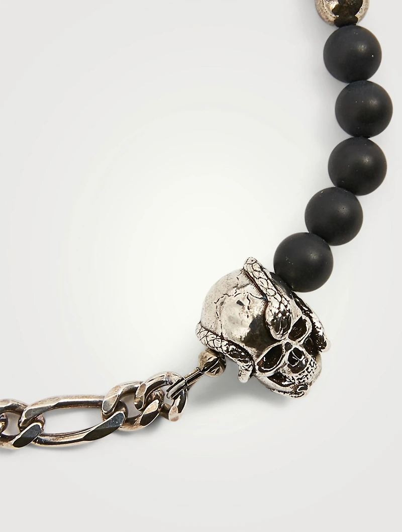 Beads And Skull Chain Bracelet