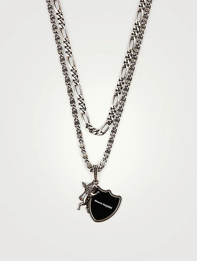 Layered Lion Shield Necklace