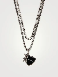 Layered Lion Shield Necklace