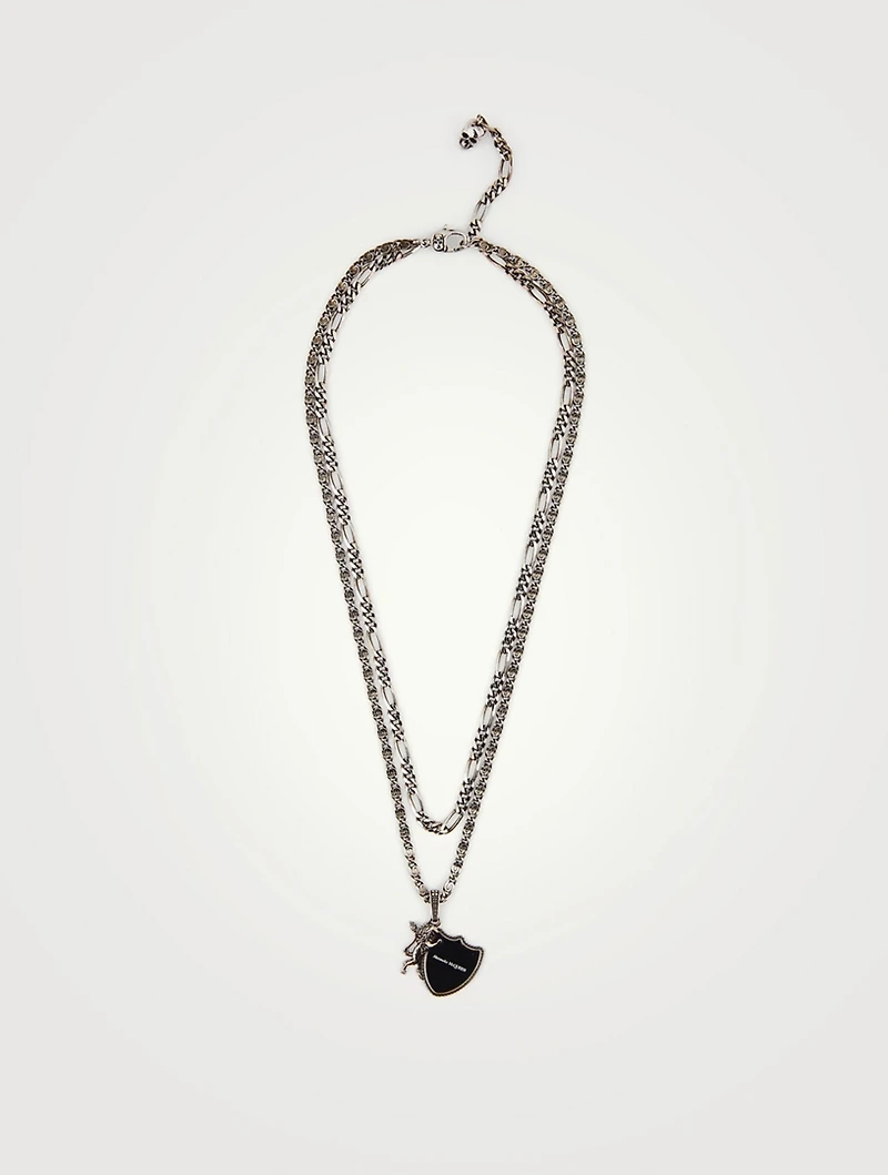 Layered Lion Shield Necklace