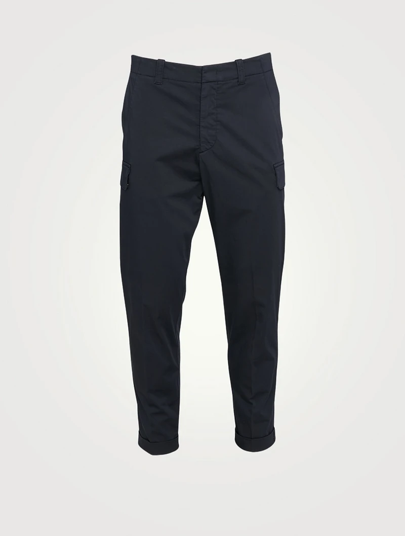 Cotton Stretch Satin Cargo Pants