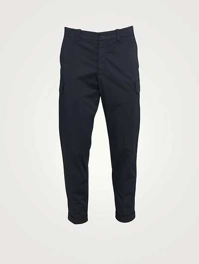 Cotton Stretch Satin Cargo Pants