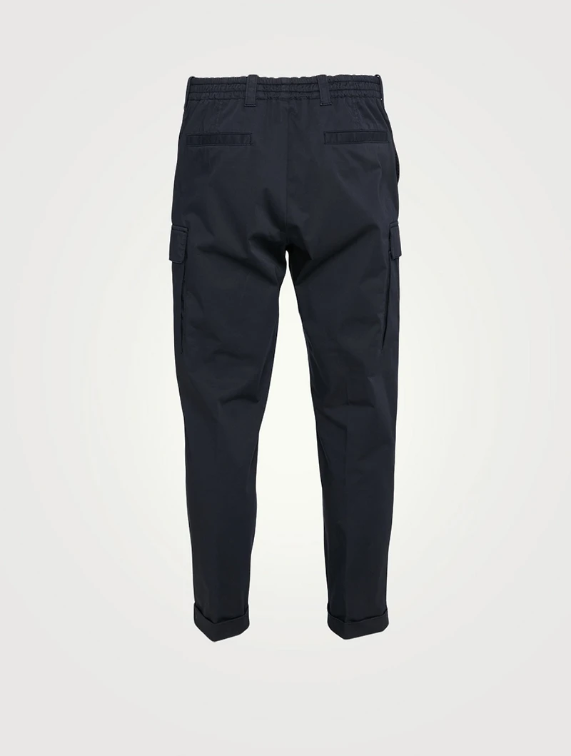 Cotton Stretch Satin Cargo Pants