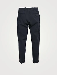 Cotton Stretch Satin Cargo Pants