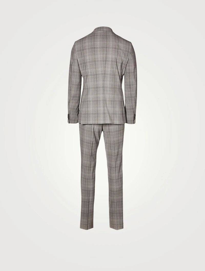 Wool Stretch Two-Piece Suit Check Print