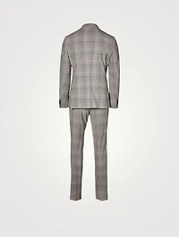 Wool Stretch Two-Piece Suit Check Print