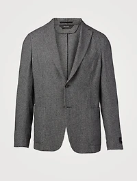 Single-Breasted Jacket Micro Grid Print
