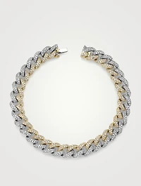 Two-Tone 18K Gold Link Bracelet With Pavé Diamonds