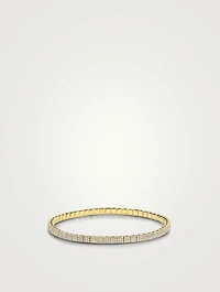 18K Gold Square Stretch Bracelet With Pavé Diamonds