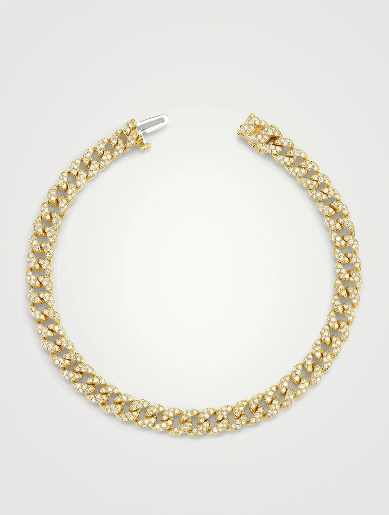 Mini 18K Gold Bracelet With Pavé Diamonds