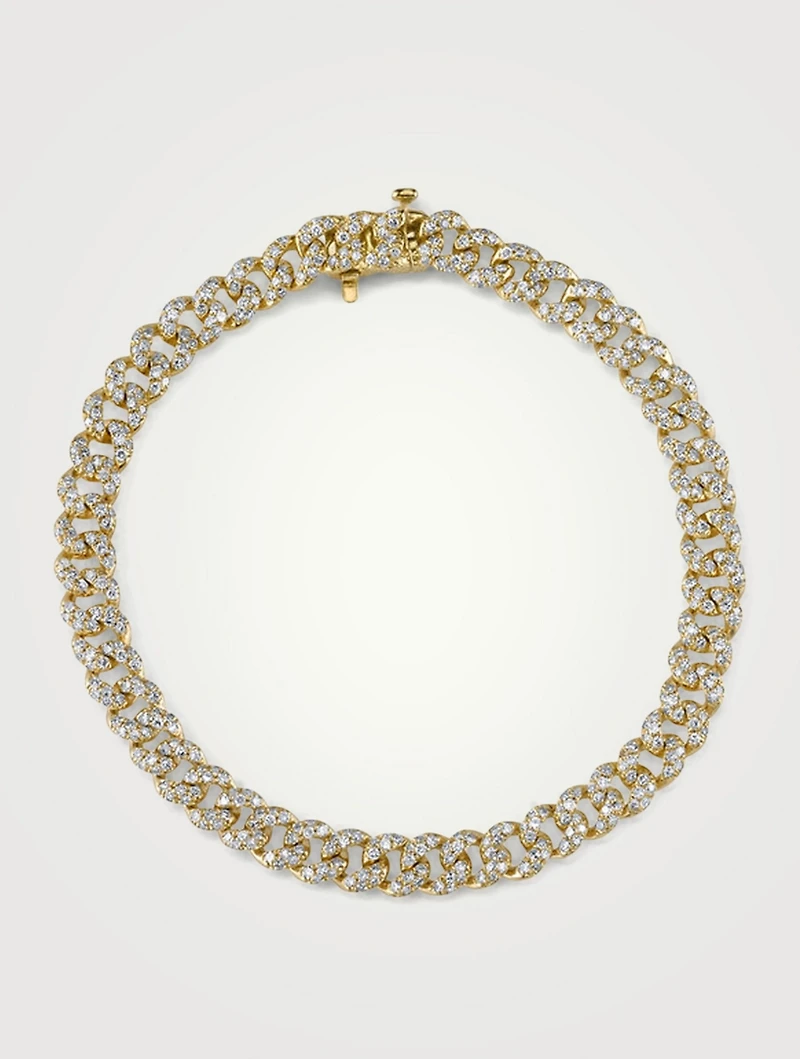 Mini 18K Gold Bracelet With Pavé Diamonds