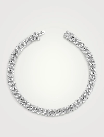 Mini White 18K Gold Bracelet With Pavé Diamonds