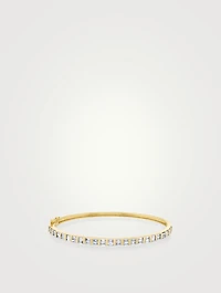 18K Gold Half Baguette Bangle Bracelet With Diamonds