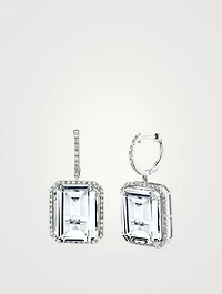 18K White Gold White Topaz Portrait Earrings With Diamonds