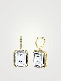 18K Gold White Topaz Portrait Earrings With Diamonds