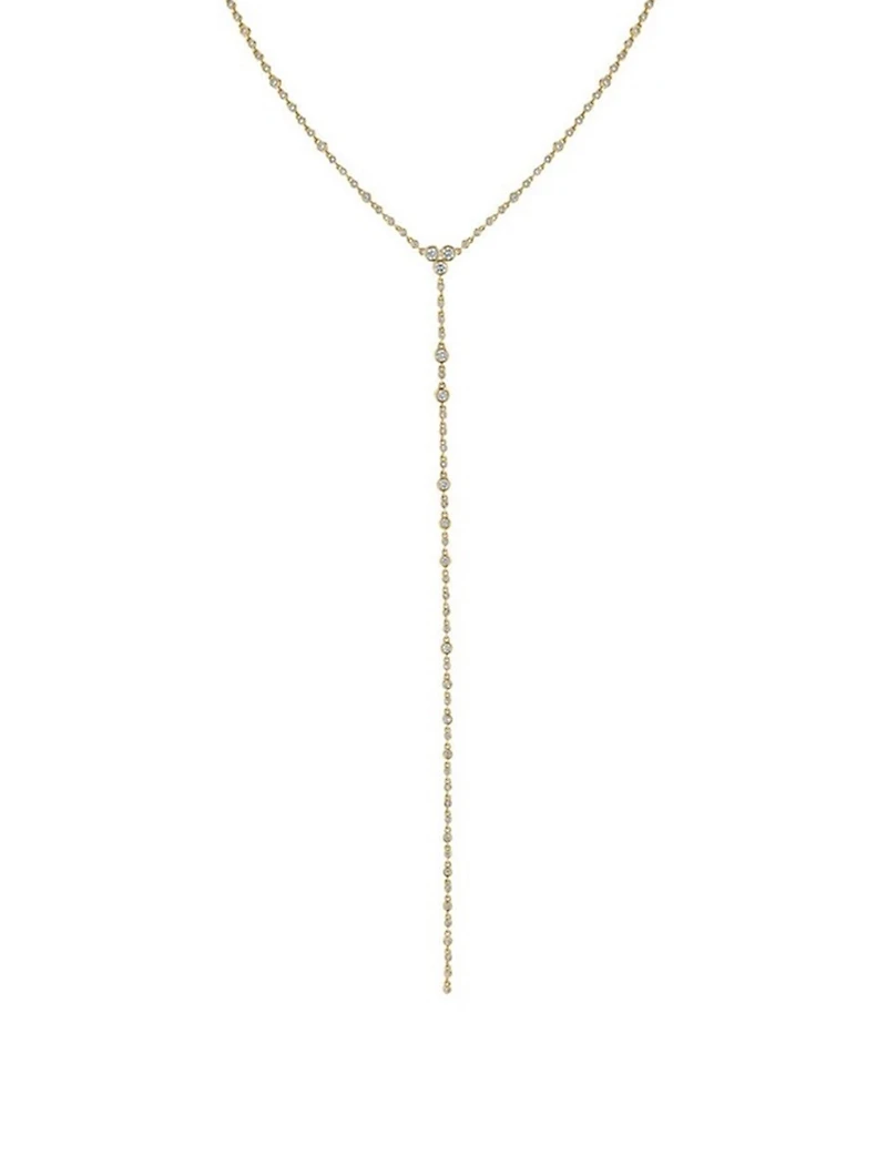 18K Gold Infinity Station Lariat Necklace With Diamonds