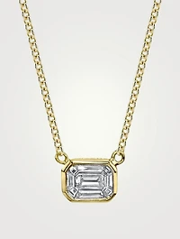 18K Gold Emerald-Cut Diamond Illusion Pendant Necklace