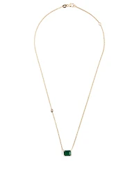 18K Gold Emerald Pendant Necklace With Diamond