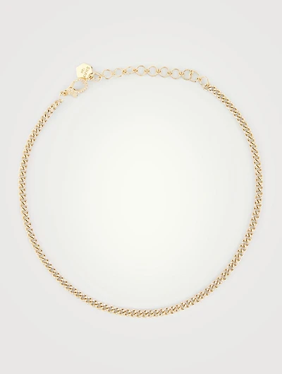 Baby Link 18K Gold Choker Necklace With Pavé Diamonds
