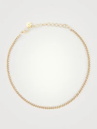 Baby Link 18K Gold Choker Necklace With Pavé Diamonds