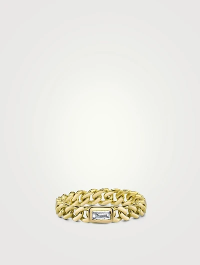 Baby Link 18K Gold Single Baguette Diamond Ring