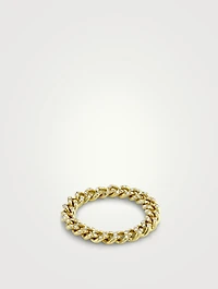 Baby Link 18K Gold Ring With Pavé Diamonds