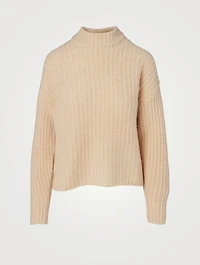 Ribbed Cashmere Mockneck Sweater