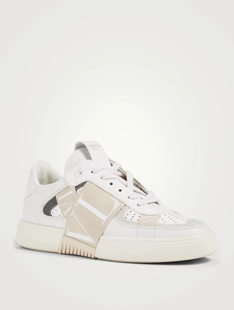 VL7N Leather Sneakers With Canvas Bands