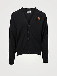 V-Neck Cardigan With Tiger Crest