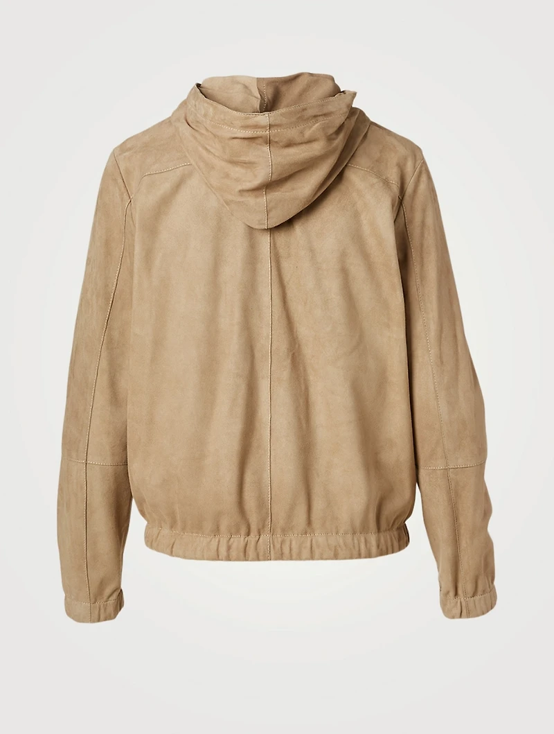 Suede Zip Jacket With Hood