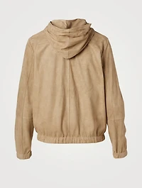 Suede Zip Jacket With Hood