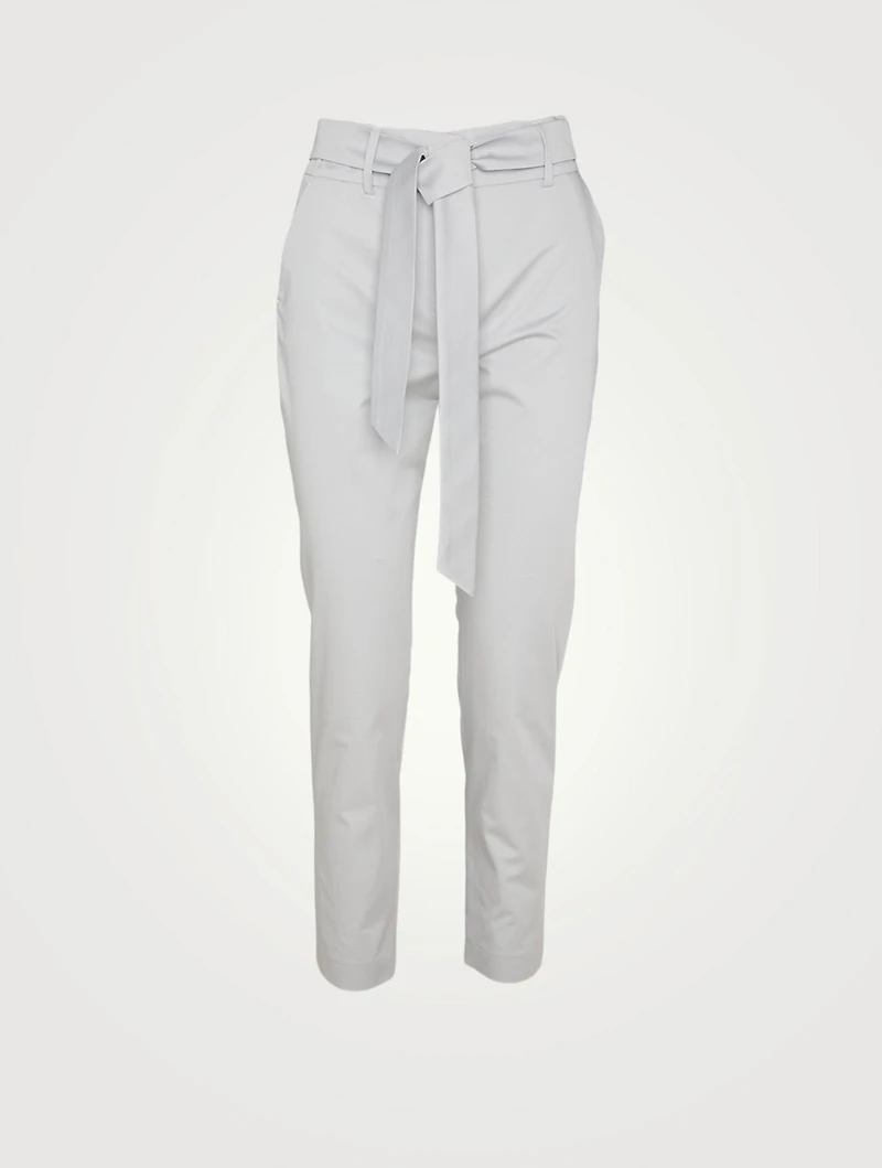 Cotton Stretch Pants With Tie Waist