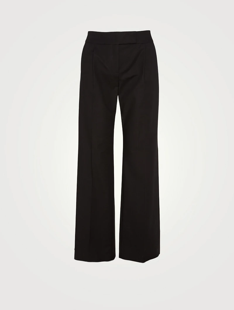 Cotton Stretch Straight-Leg Pants