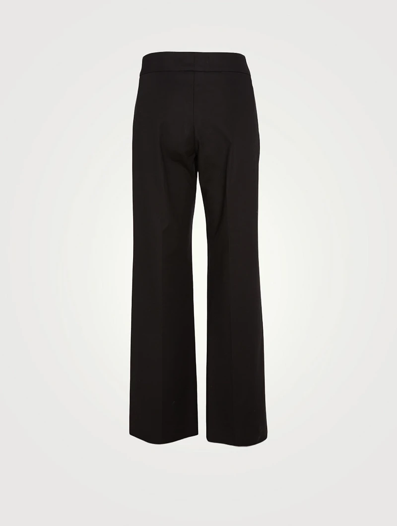 Cotton Stretch Straight-Leg Pants