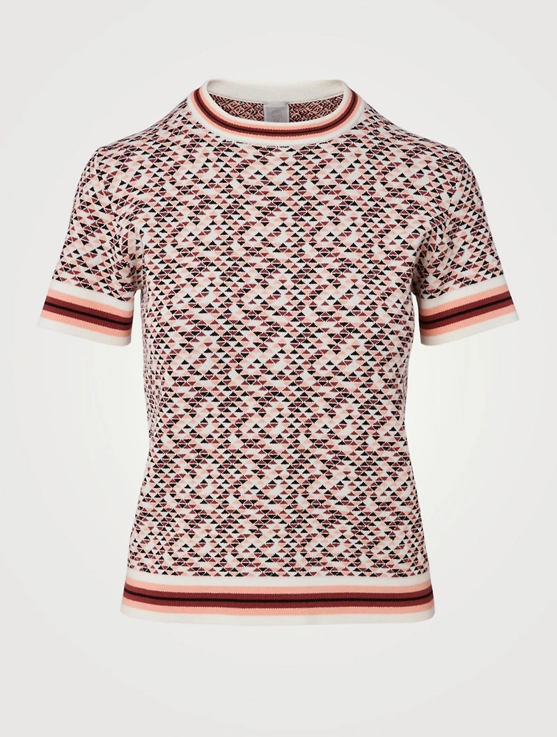 Jacquard Short-Sleeve Sweater
