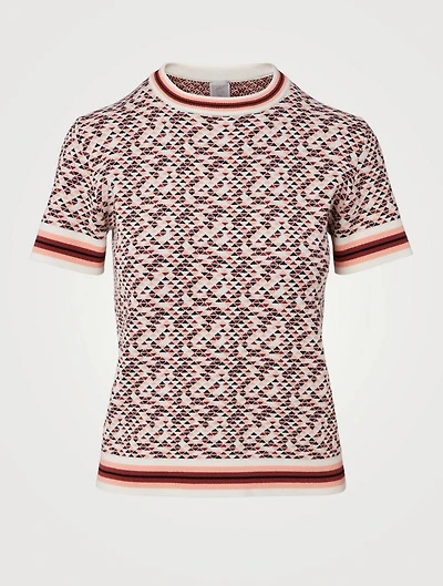 Jacquard Short-Sleeve Sweater